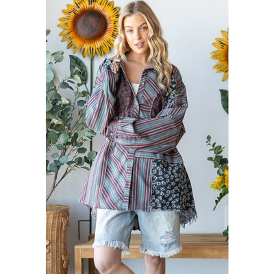 Wildflower Roads Patchwork Shirt - Purple