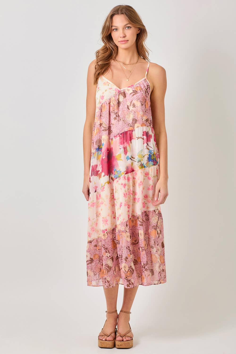 Scarlett Print Mixed Maxi Dress - Berry Mix