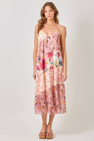 Scarlett Print Mixed Maxi Dress - Berry Mix