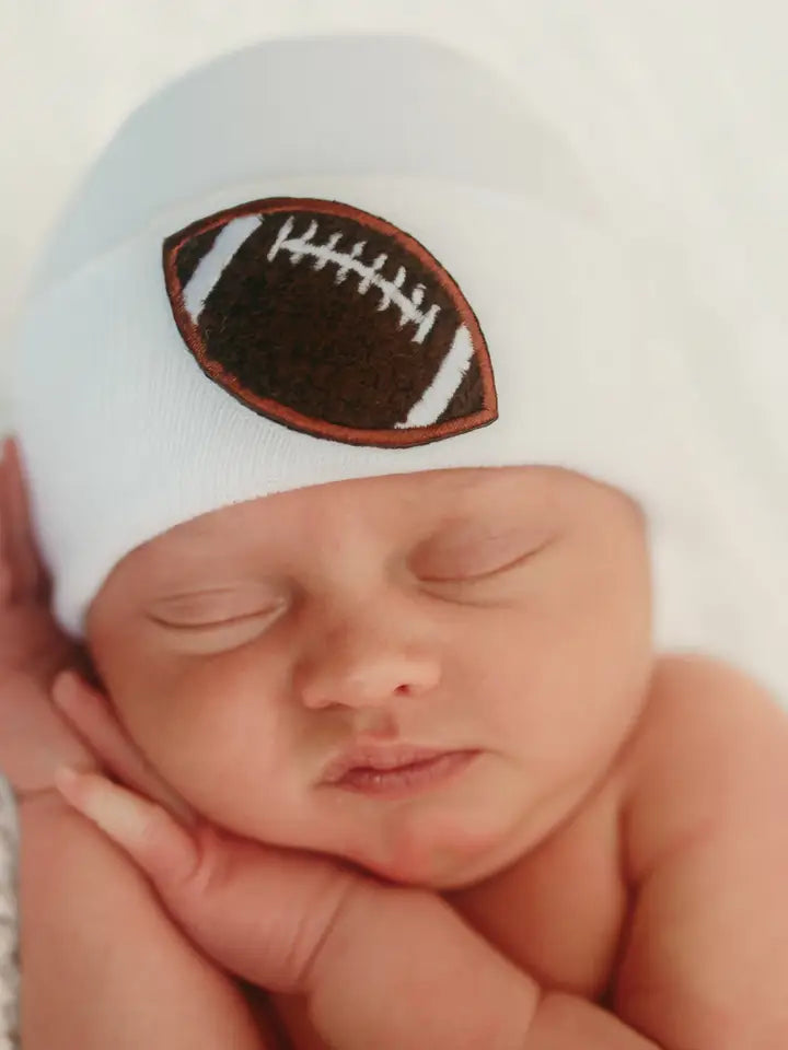 White Chenille Football Hat