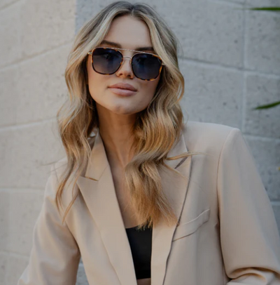 Gia Sunglasses in Brown Tortoise Frames/ Gradient Blue Lens