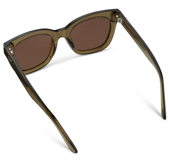 Stormi Sunglasses in Khaki Crystal Green Frames / Brown Lens