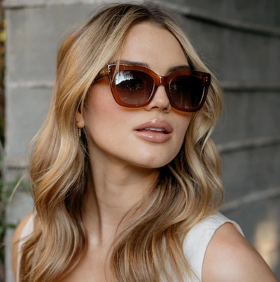 Stormi Sunglasses in Crystal Chestnut Brown Frames / Brown Lens
