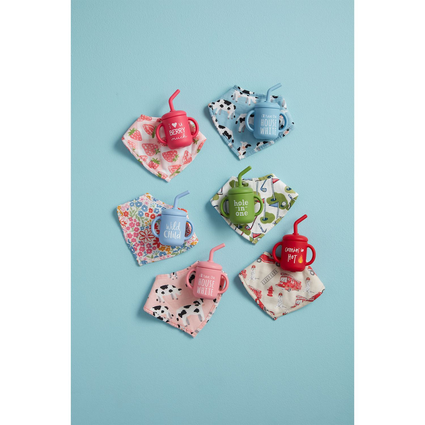 House White Silicone Cup & Bib Set