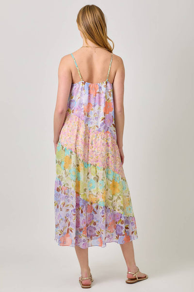 Scarlett Print Mixed Maxi Dress - Lavender Mix
