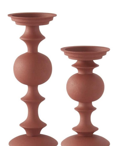 Orange Matte Metal Candleholders