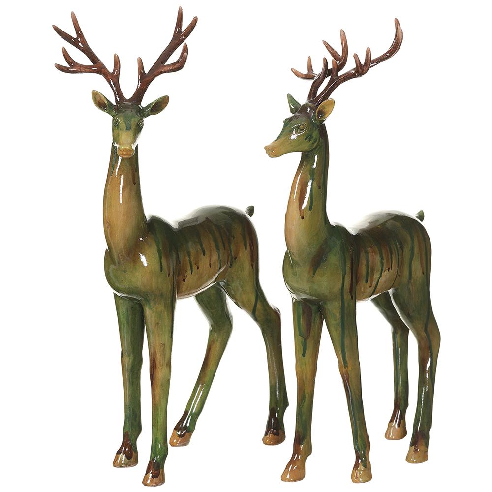 17" Glazed Reindeer - Set of 2