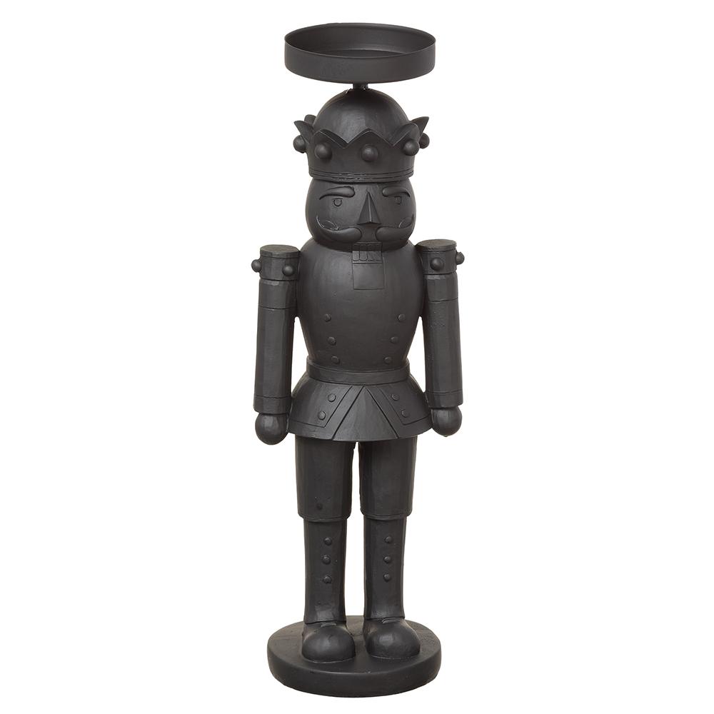 18" Nutcracker Candleholder - Black