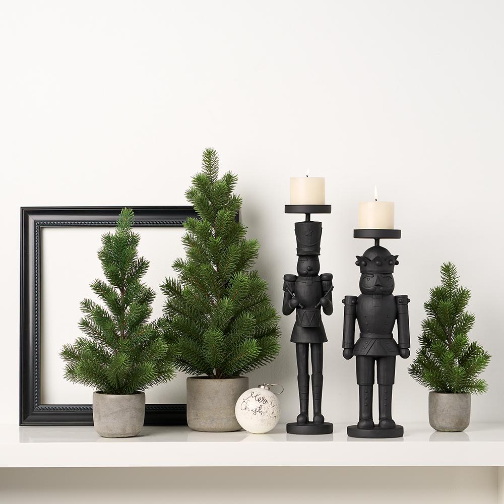 18" Nutcracker Candleholder - Black
