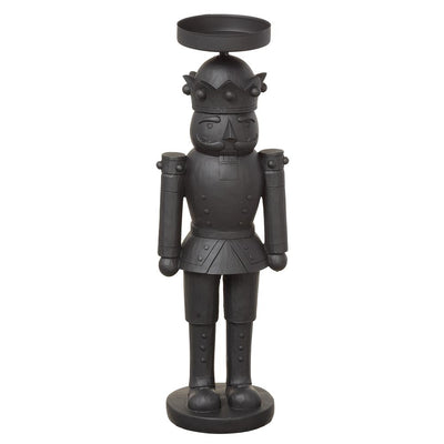 18" Nutcracker Candleholder - Black