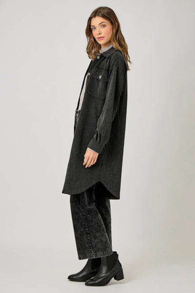 Golden Hour Terry Shacket -Black