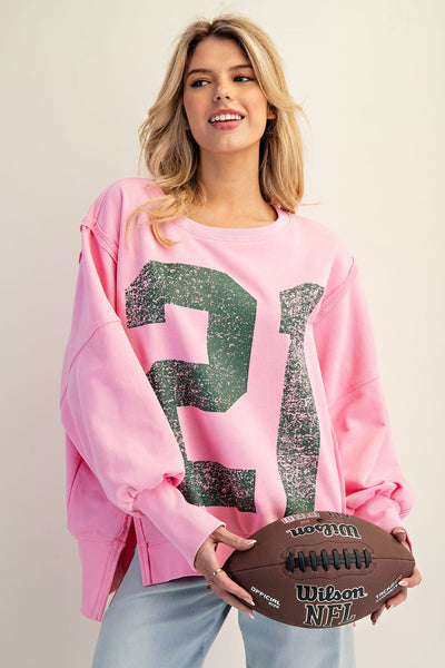 Vintage Vibe Varsity Pullover – Sweet Pink