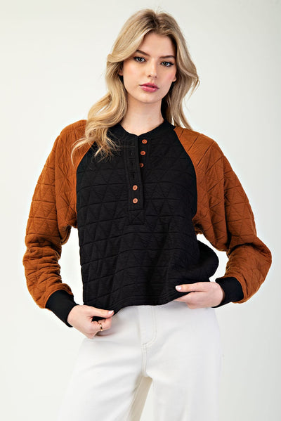 Trail Mix Quilted Button Pullover