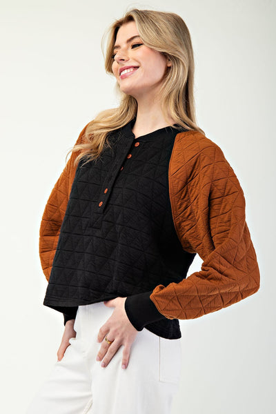 Trail Mix Quilted Button Pullover