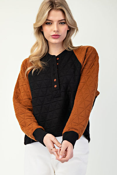Trail Mix Quilted Button Pullover