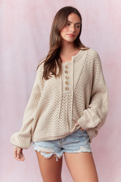 The Sunday Stroll Henley Sweater