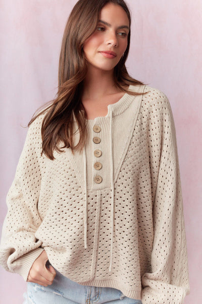 The Sunday Stroll Henley Sweater