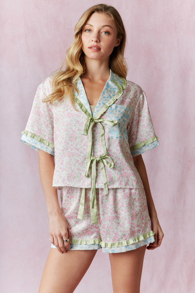 Bloom & Bow Satin Pajama Set