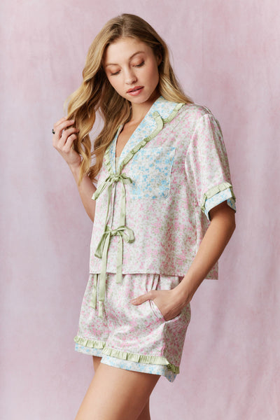 Bloom & Bow Satin Pajama Set
