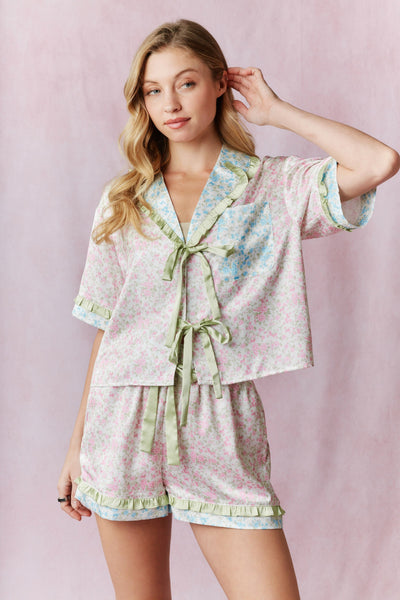 Bloom & Bow Satin Pajama Set