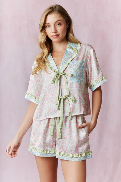 Bloom & Bow Satin Pajama Set
