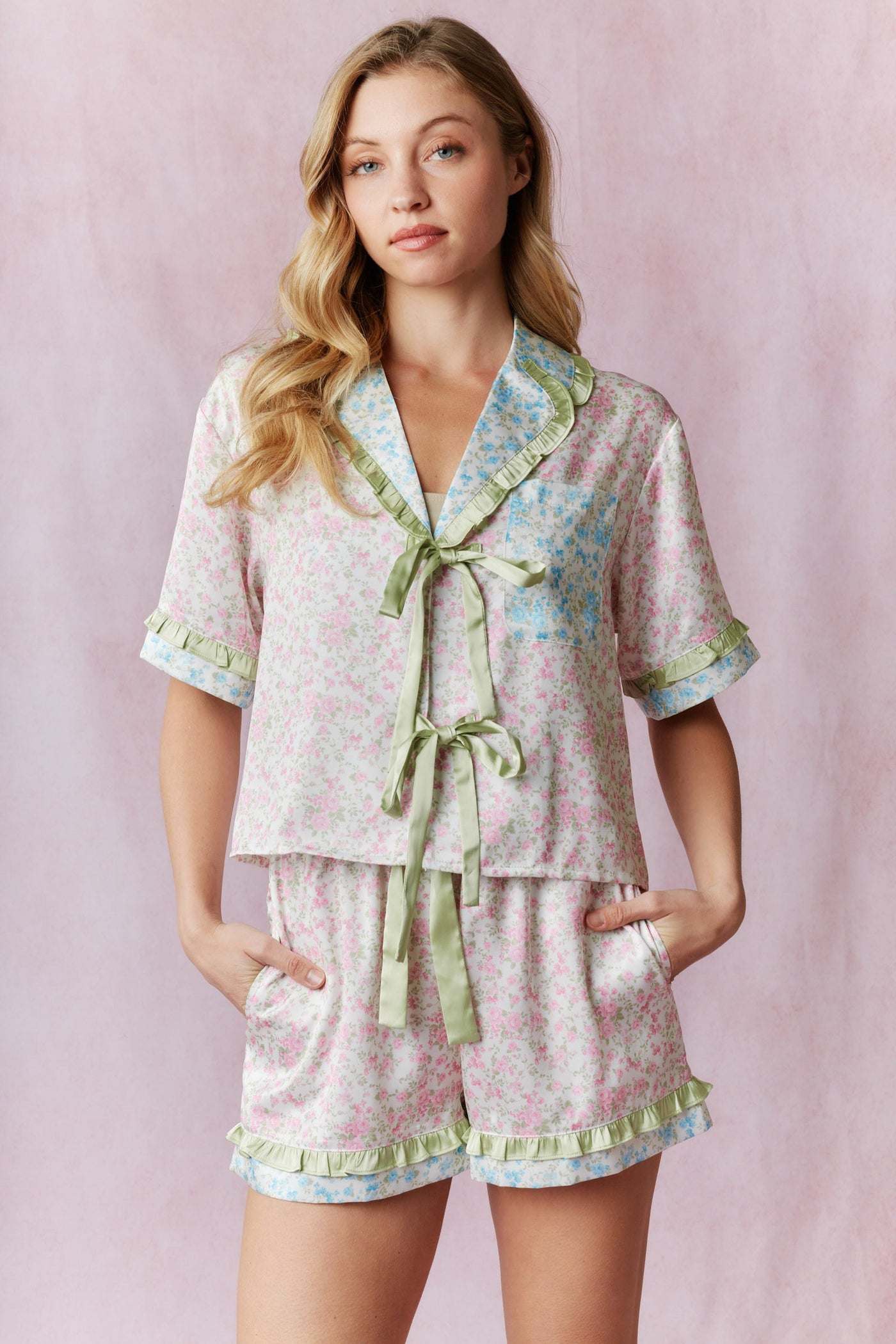 Bloom & Bow Satin Pajama Set