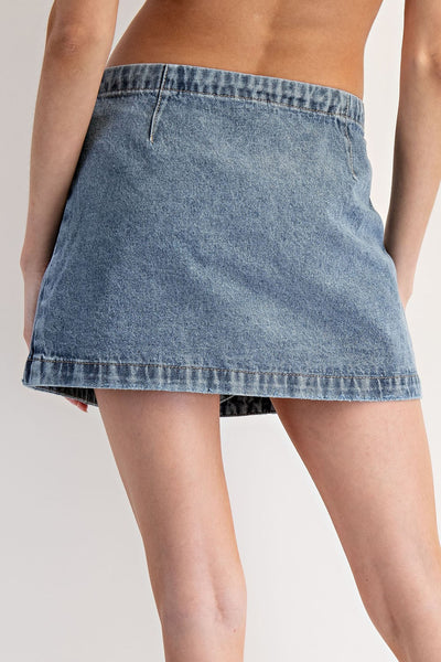 Sidekick Wrap Denim Mini Skirt