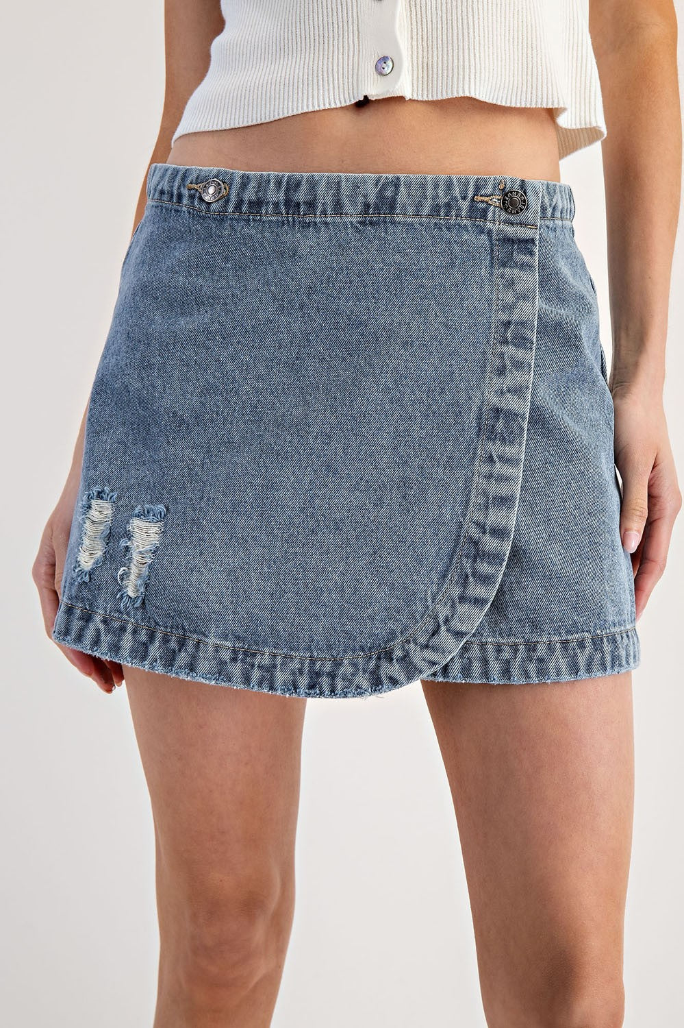 Sidekick Wrap Denim Mini Skirt