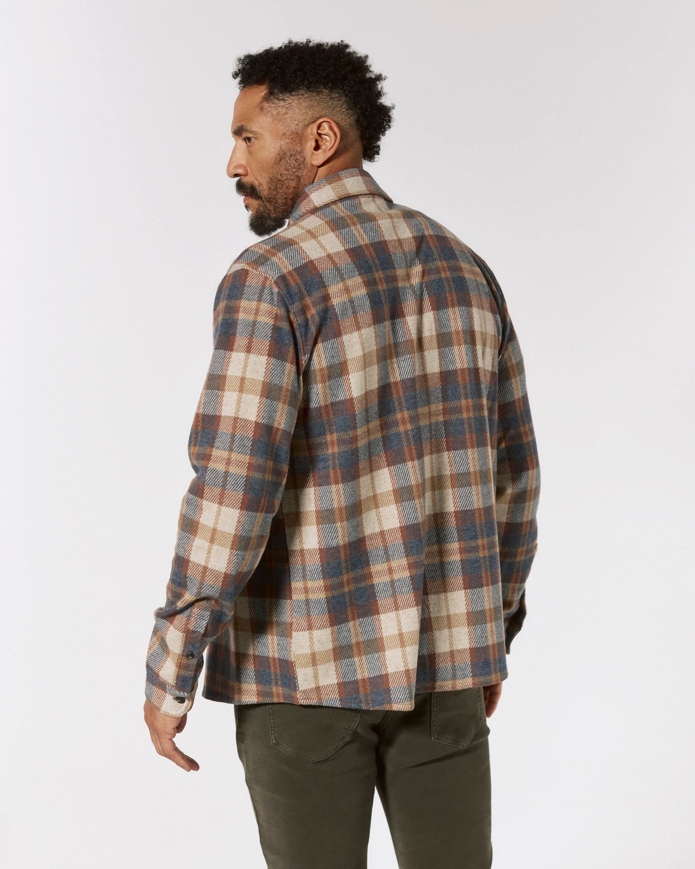 Generation Long Sleeve Plaid Shirt in Tan