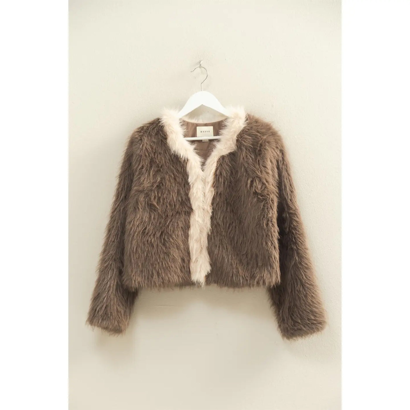 Contrasting Trimmed Faux Fur Jacket