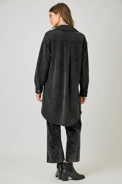 Golden Hour Terry Shacket -Black