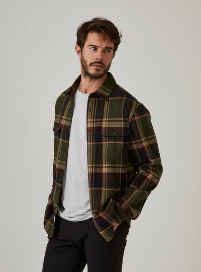 Generation Long Sleeve Plaid Shirt in Olive