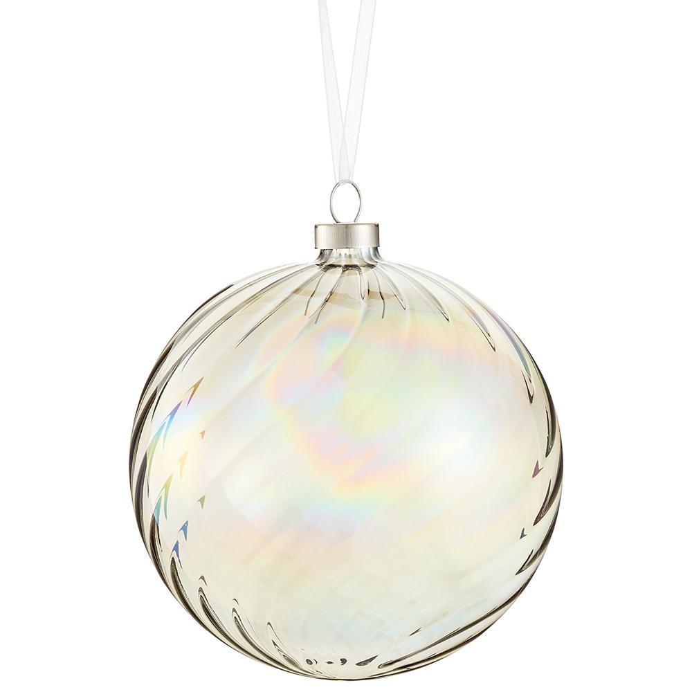4.75" Glass Ball Ornament - Gray Iridescent