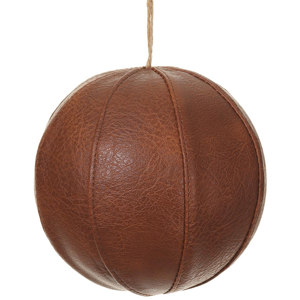 4.75" Faux Leather Ball Ornament -  Brown
