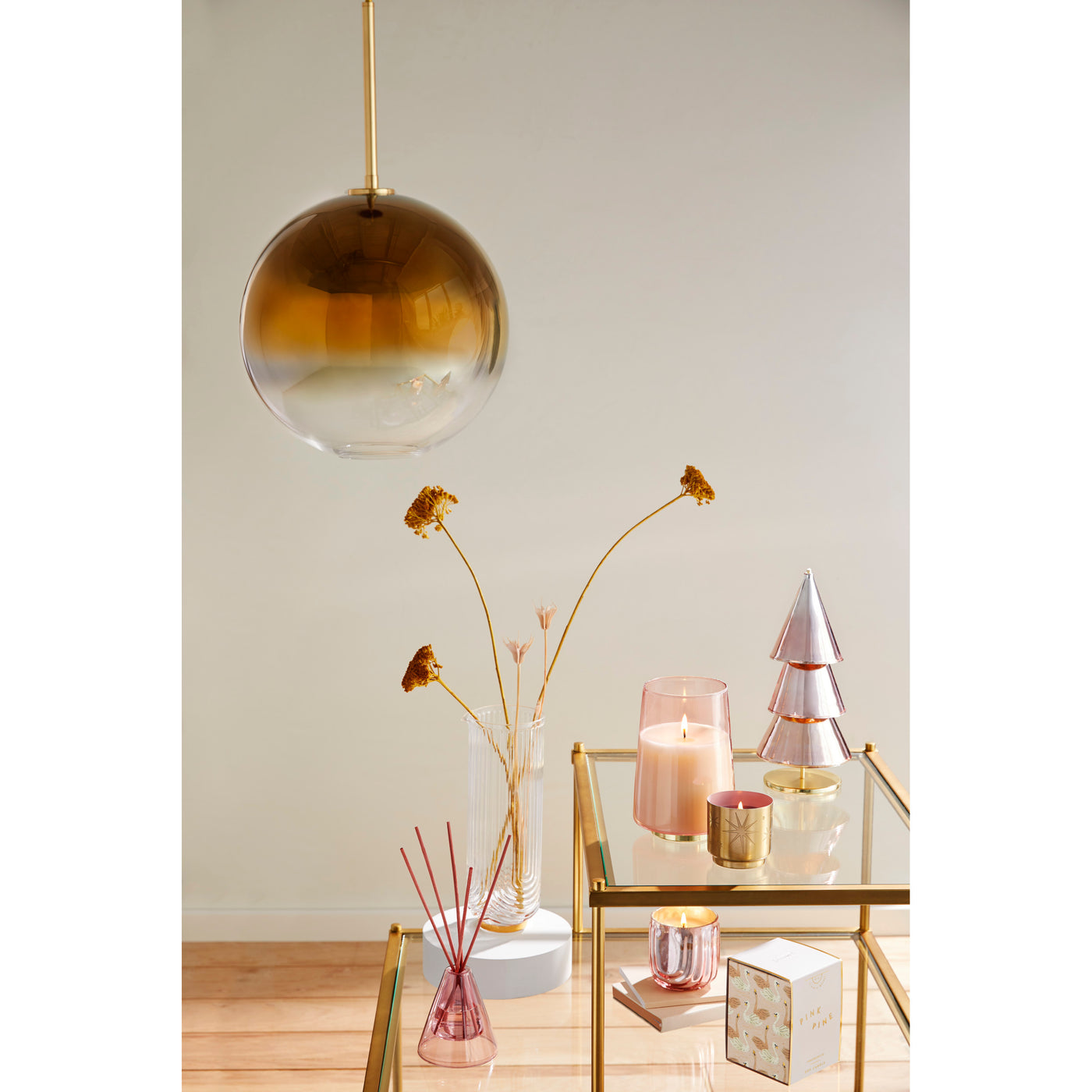 Pink Pine Winsome Glass Candle