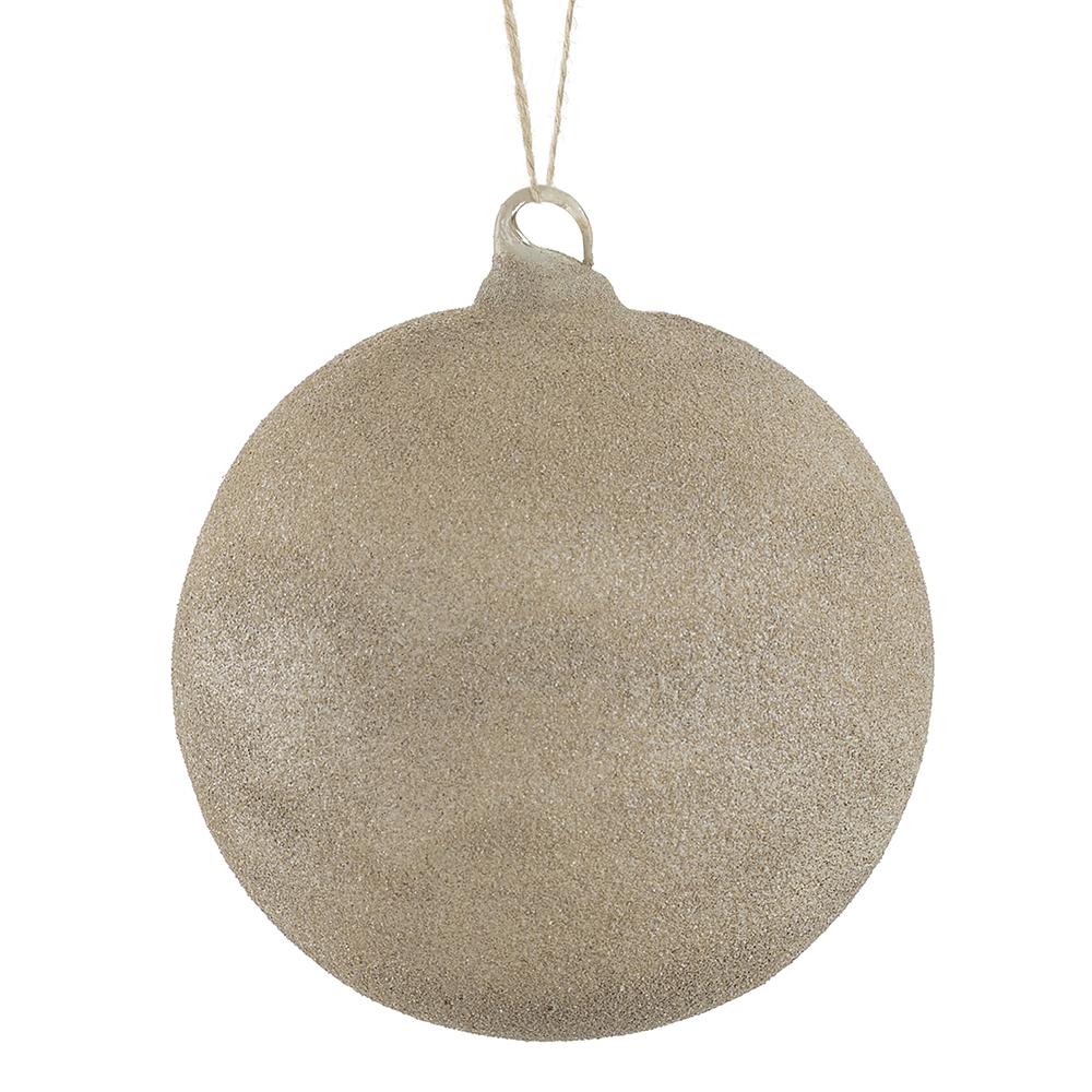 4" Glittered Glass Ball Ornament - Beige