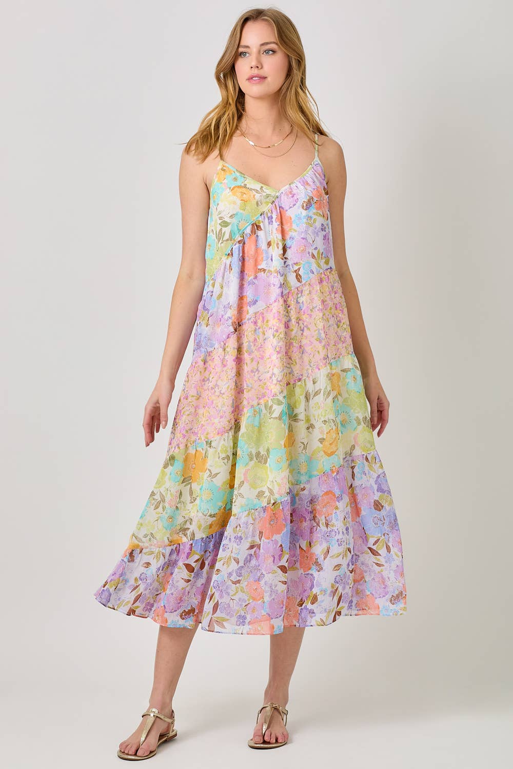 Scarlett Print Mixed Maxi Dress - Lavender Mix