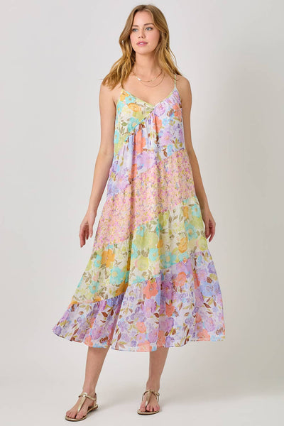 Scarlett Print Mixed Maxi Dress - Lavender Mix