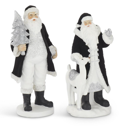 Assorted Black Velvet Resin Santas, 2 Styles
