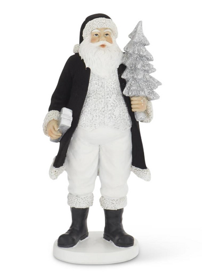 Assorted Black Velvet Resin Santas, 2 Styles
