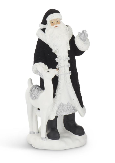 Assorted Black Velvet Resin Santas, 2 Styles