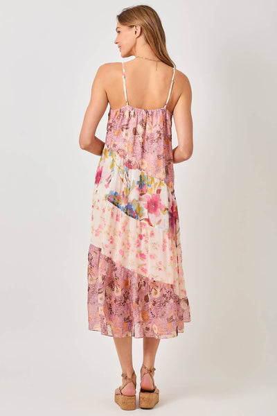 Scarlett Print Mixed Maxi Dress - Berry Mix