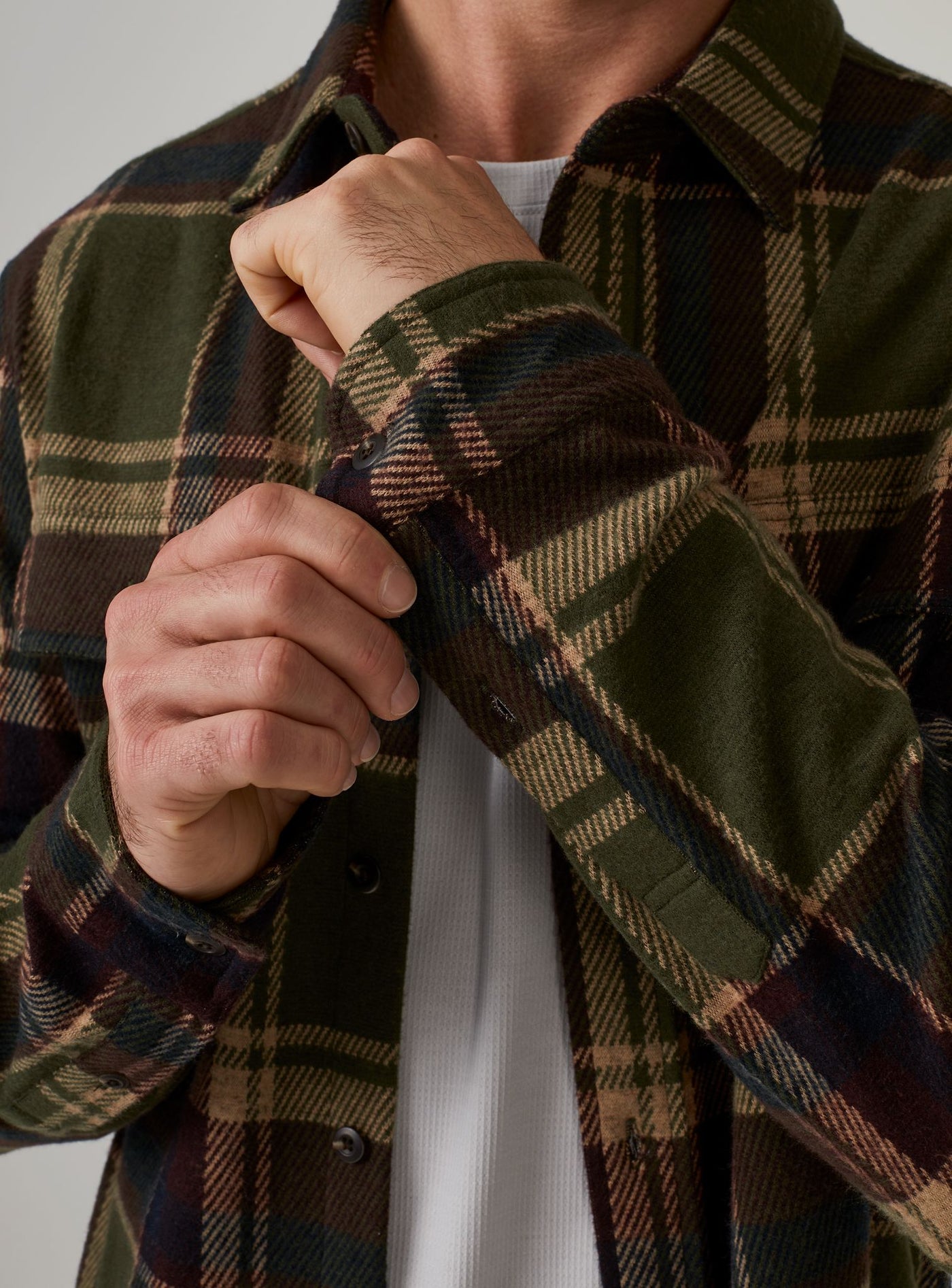 Generation Long Sleeve Plaid Shirt in Olive