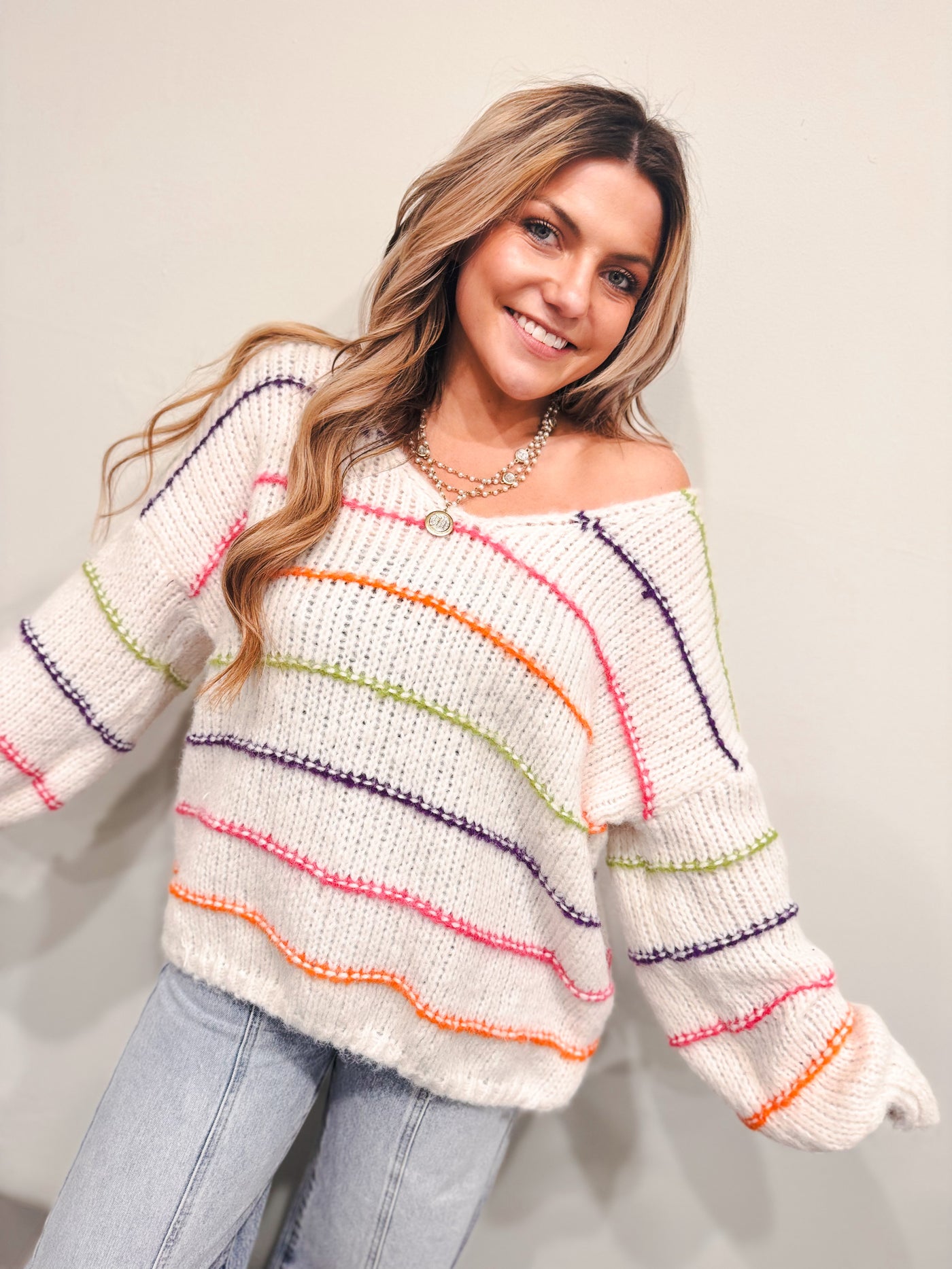 Ace Multi-Color Stripe Oversized Sweater