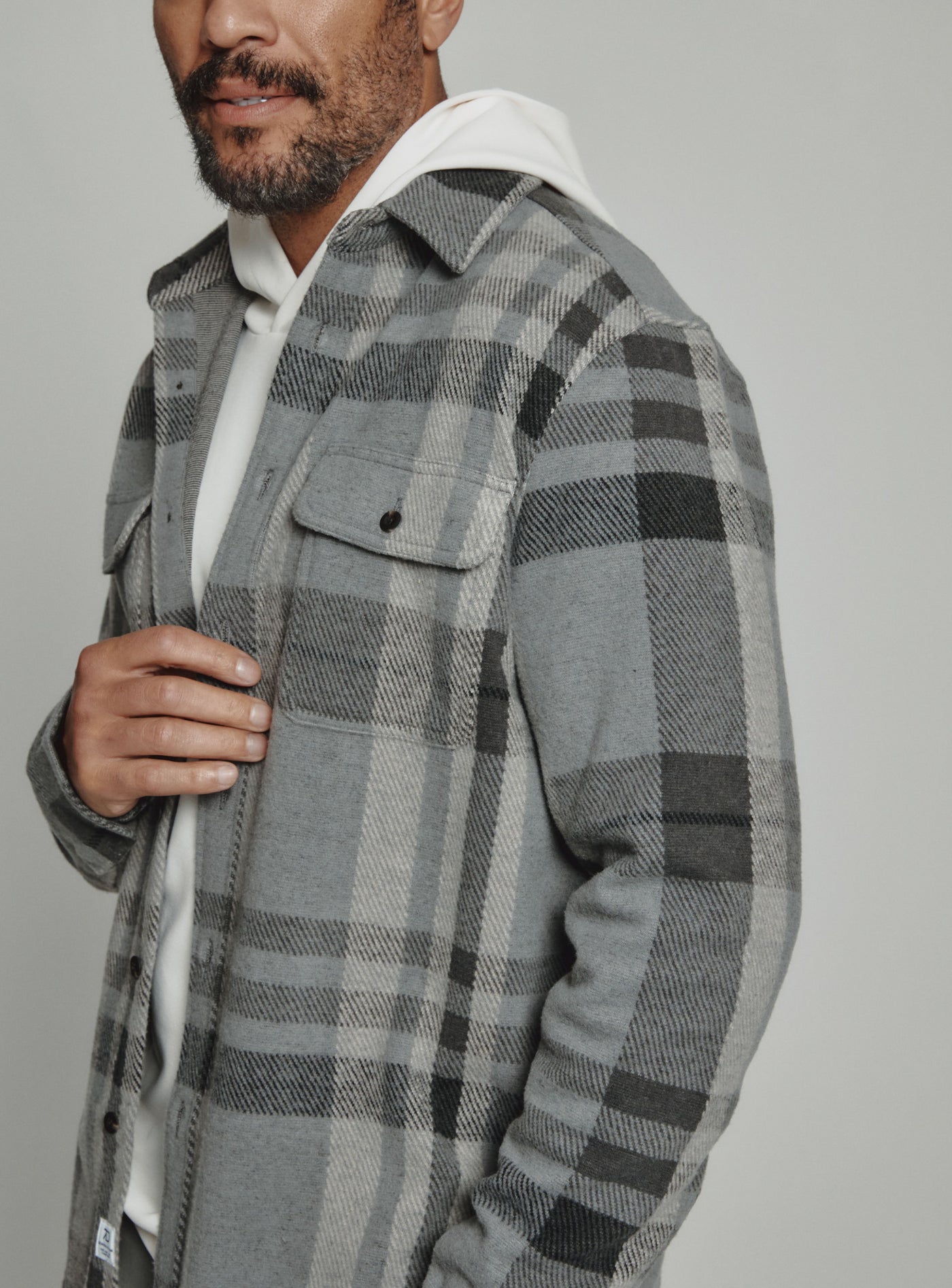 Generation Long Sleeve Plaid Shirt in Grey