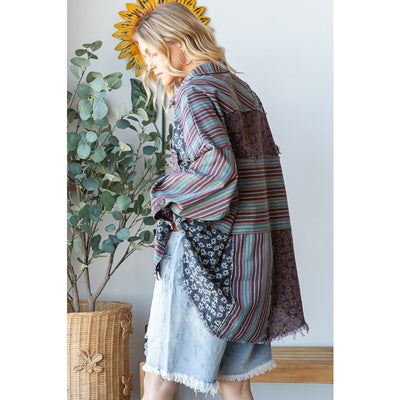 Wildflower Roads Patchwork Shirt - Purple