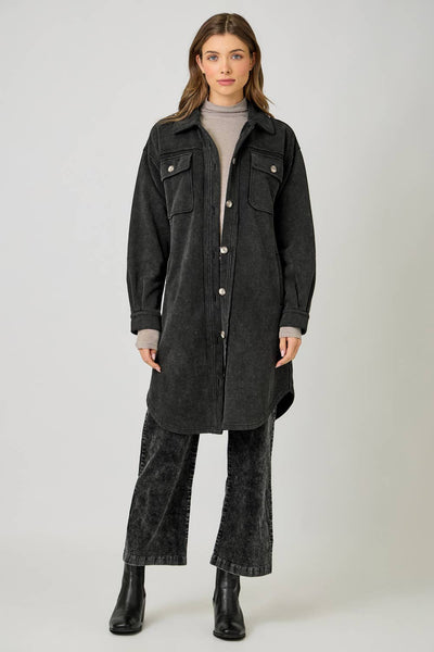 Golden Hour Terry Shacket -Black