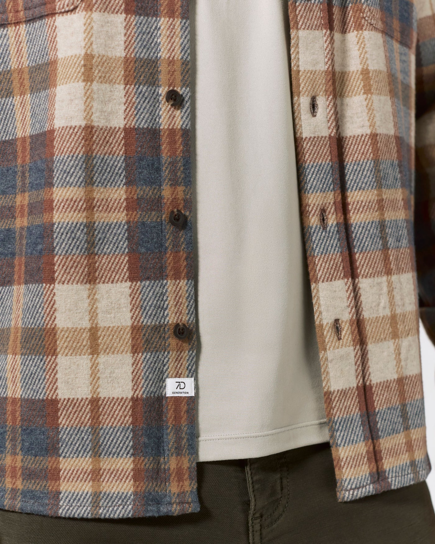 Generation Long Sleeve Plaid Shirt in Tan