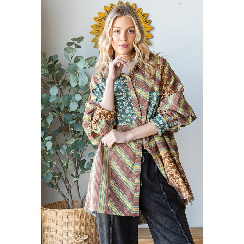 Wildflower Roads Patchwork Shirt - Honey