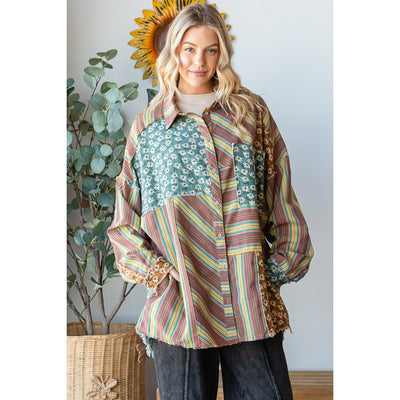 Wildflower Roads Patchwork Shirt - Honey